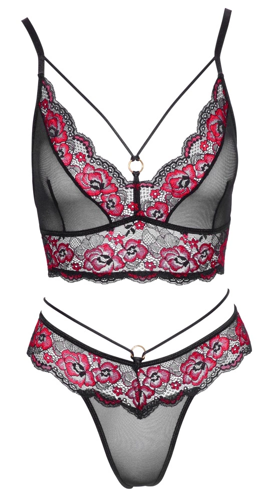 Комплект белья Cottelli Lingerie Bra Set, L (черный с красным)