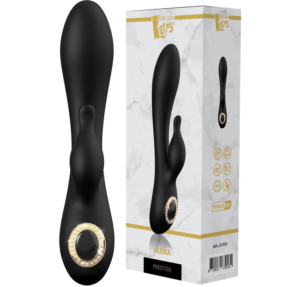 Вибратор-кролик Dream Toys Prestige Alexia, 20 см (черный)