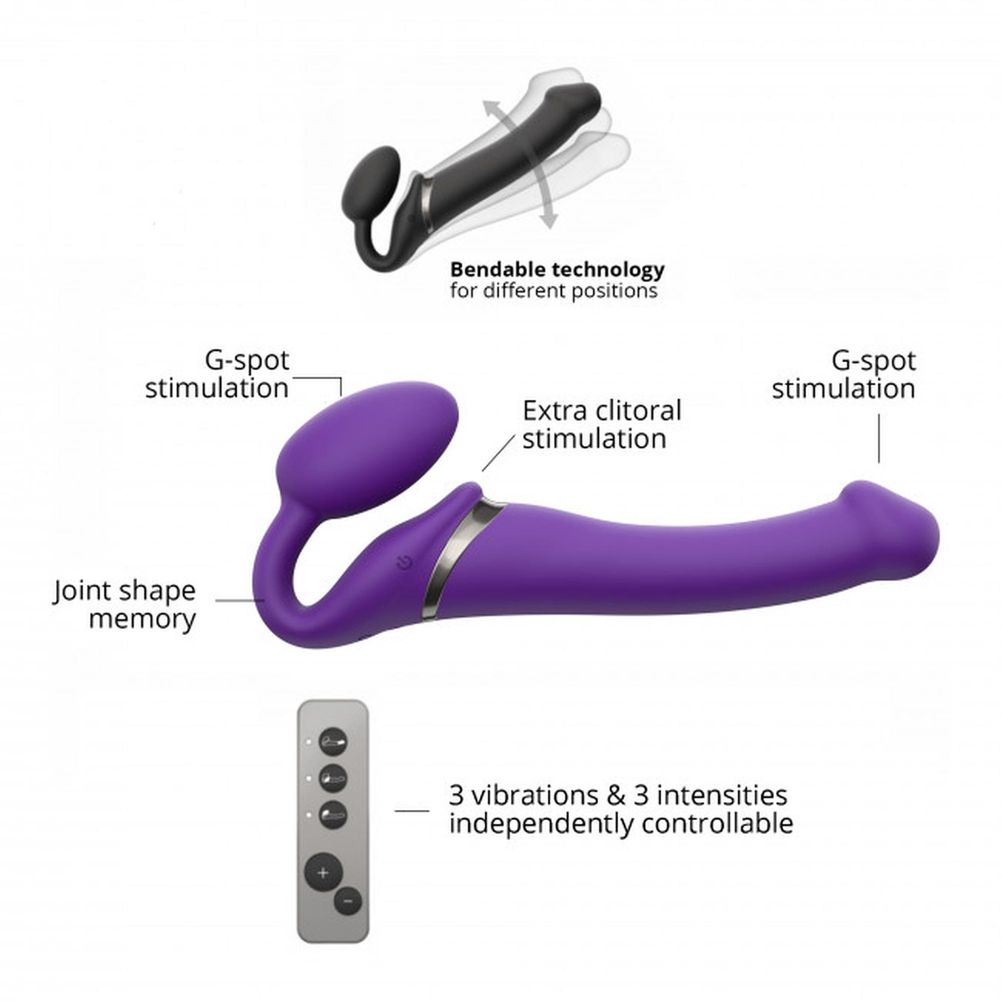 Безремневий вібруючий страпон Strap-On-Me M, 15.6 см (фіолетовий)