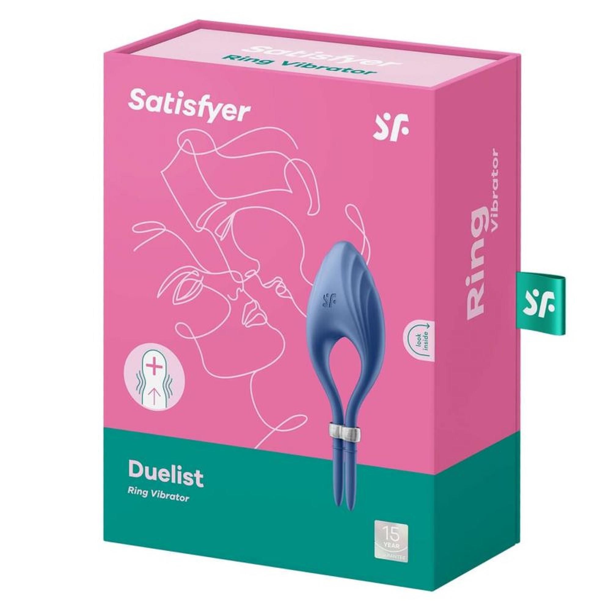 Эрекционное кольцо Satisfyer Duelist Ring Vibrato, 14,2 см (синий)