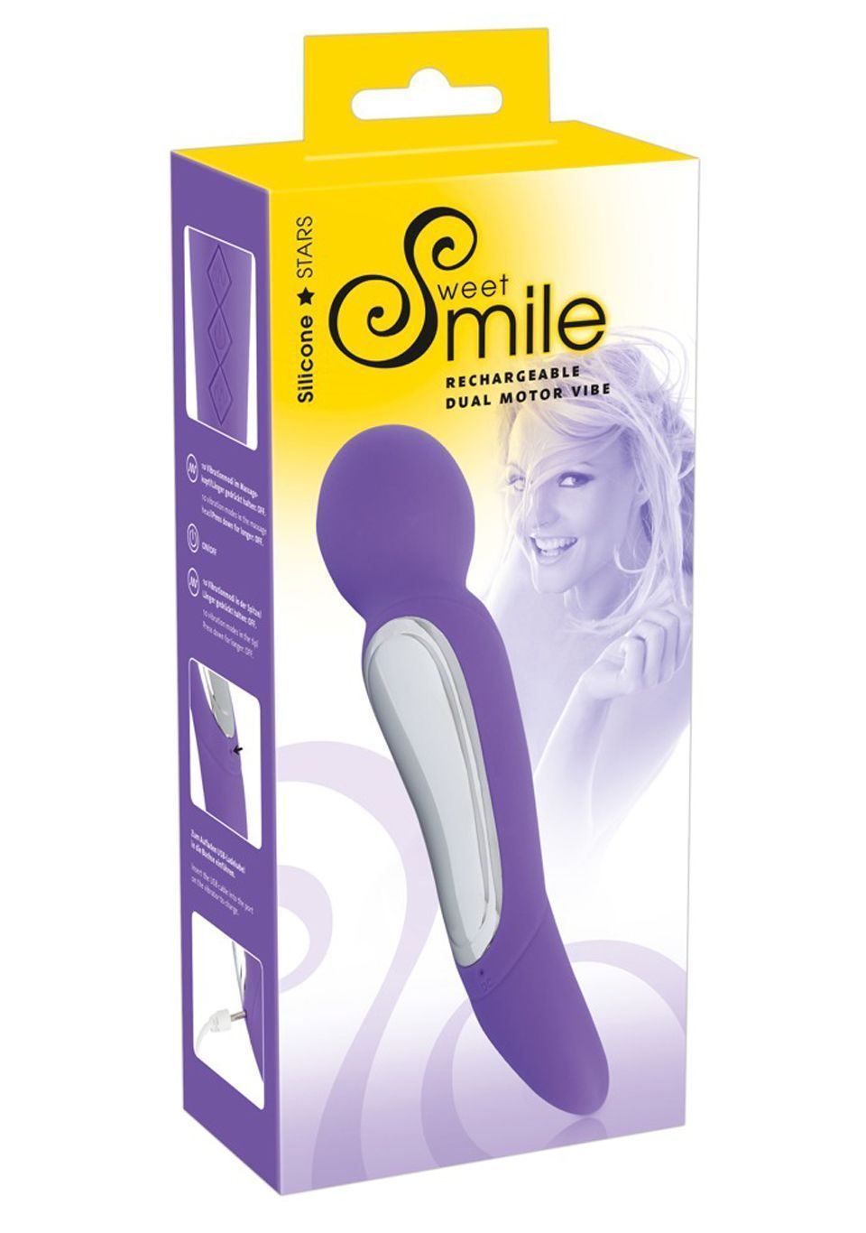 Универсальный массажёр Sweet Smile Rechargeable Dual Motor Vibe, 22 см (фиолетовый)