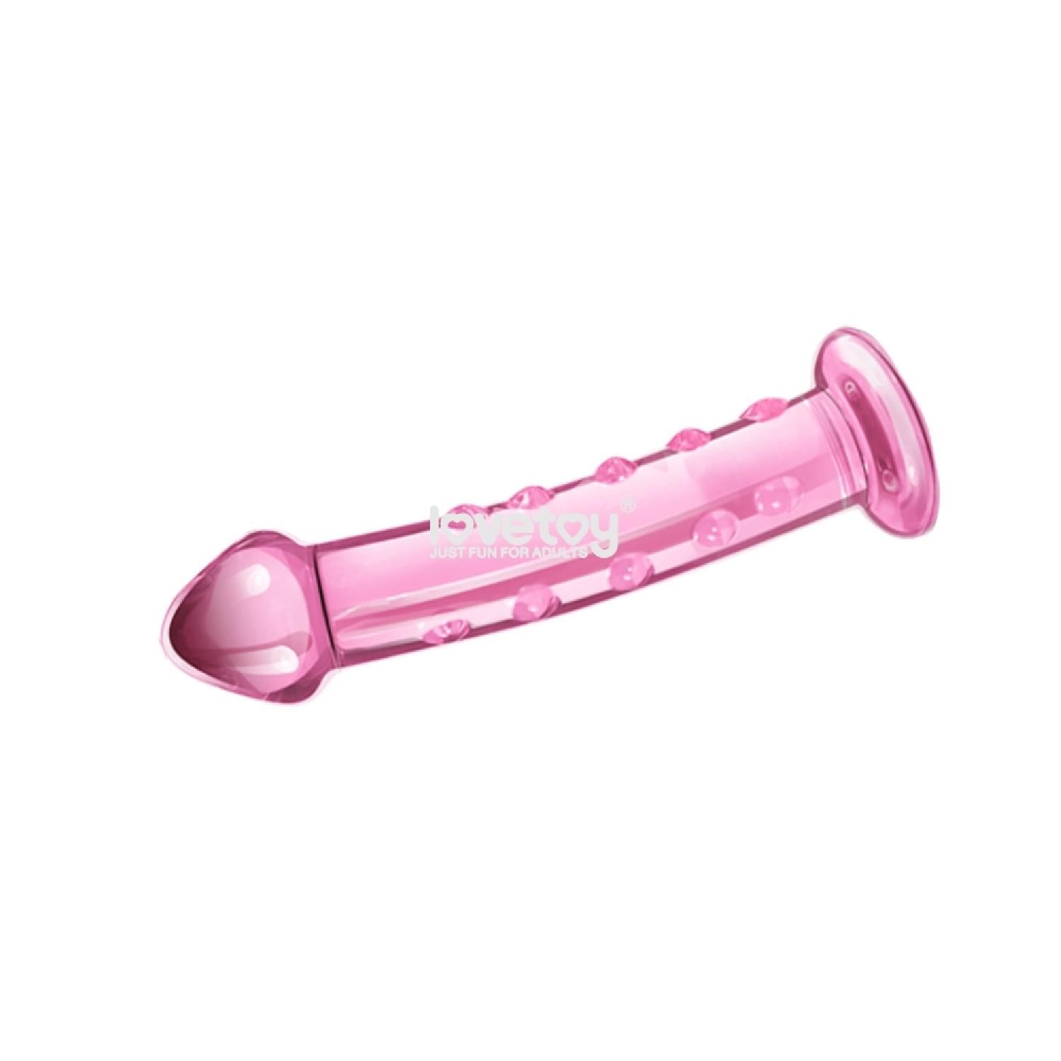 Скляний фалоімітатор LoveToy Glass Romance, 19 см (рожевий)