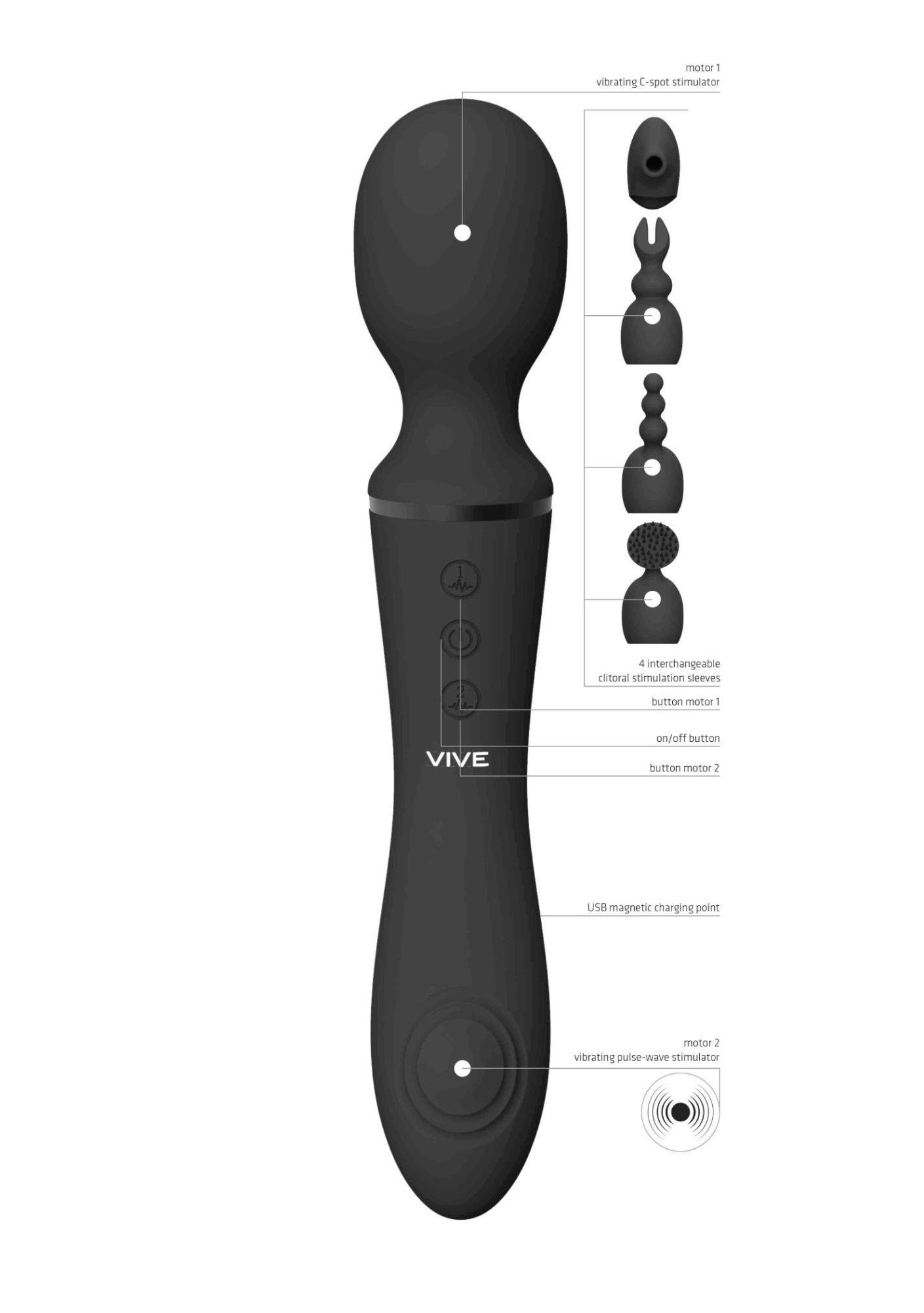 Вибромассажер Vive Nami, 21.8 см (черный)