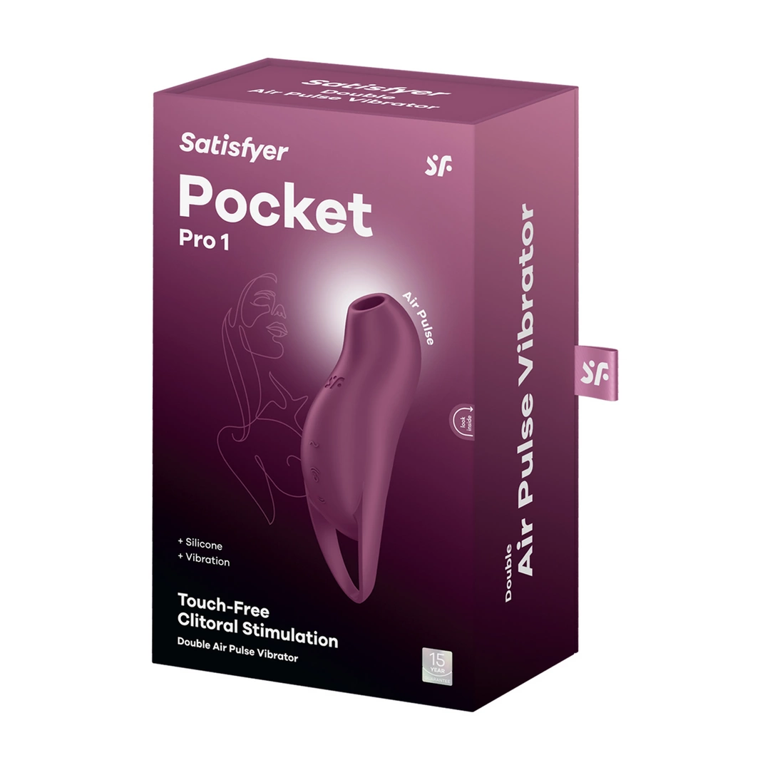 Вакуумный стимулятор клитора с вибрацией Satisfyer Pocket Pro 1 (бордовый)