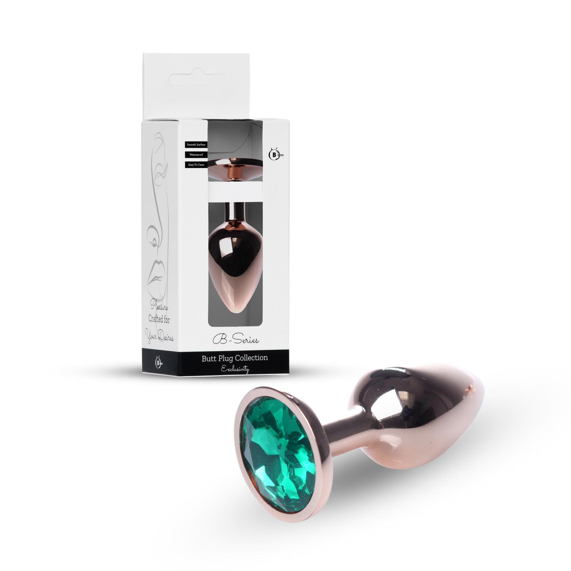 Анальна пробка з кристалом B - Series HeavyFun Plug-Jewellery, 7 см (зелений)