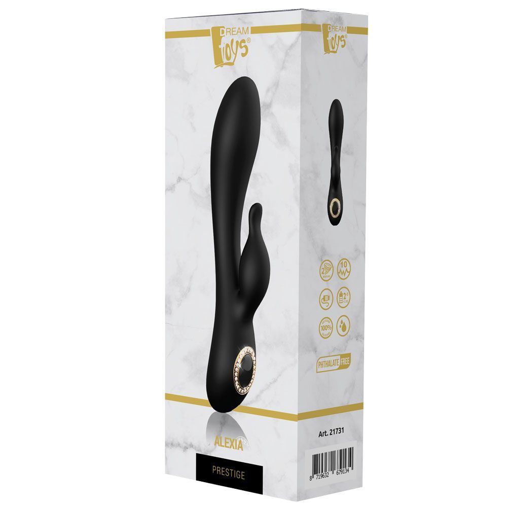 Вибратор-кролик Dream Toys Prestige Alexia, 20 см (черный)