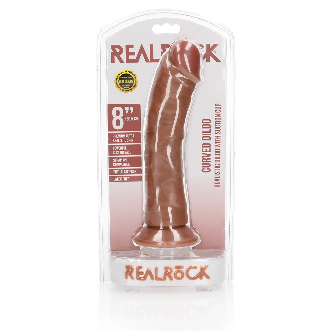 Фаллоимитатор RealRock Curved Realistic 8", 20.5 см (телесный)