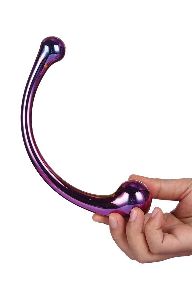 Двухсторонний фаллоимитатор Glamour Glass Curved Big Wand, 21 см (мульти)