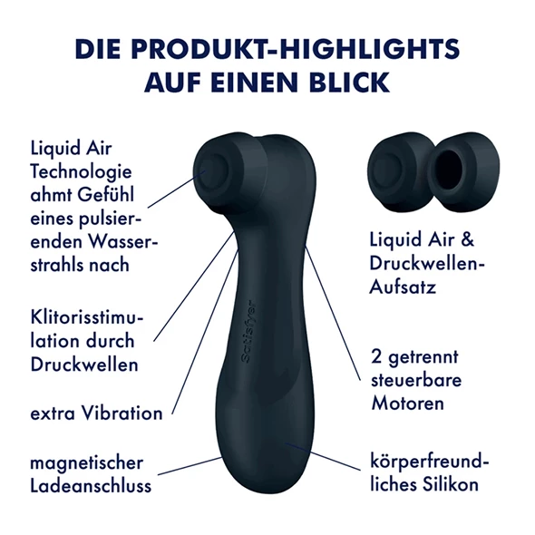 Вакуумный стимулятор клитора с вибрацией Satisfyer Pro 2 Generation 3 with Liquid Air (черный)