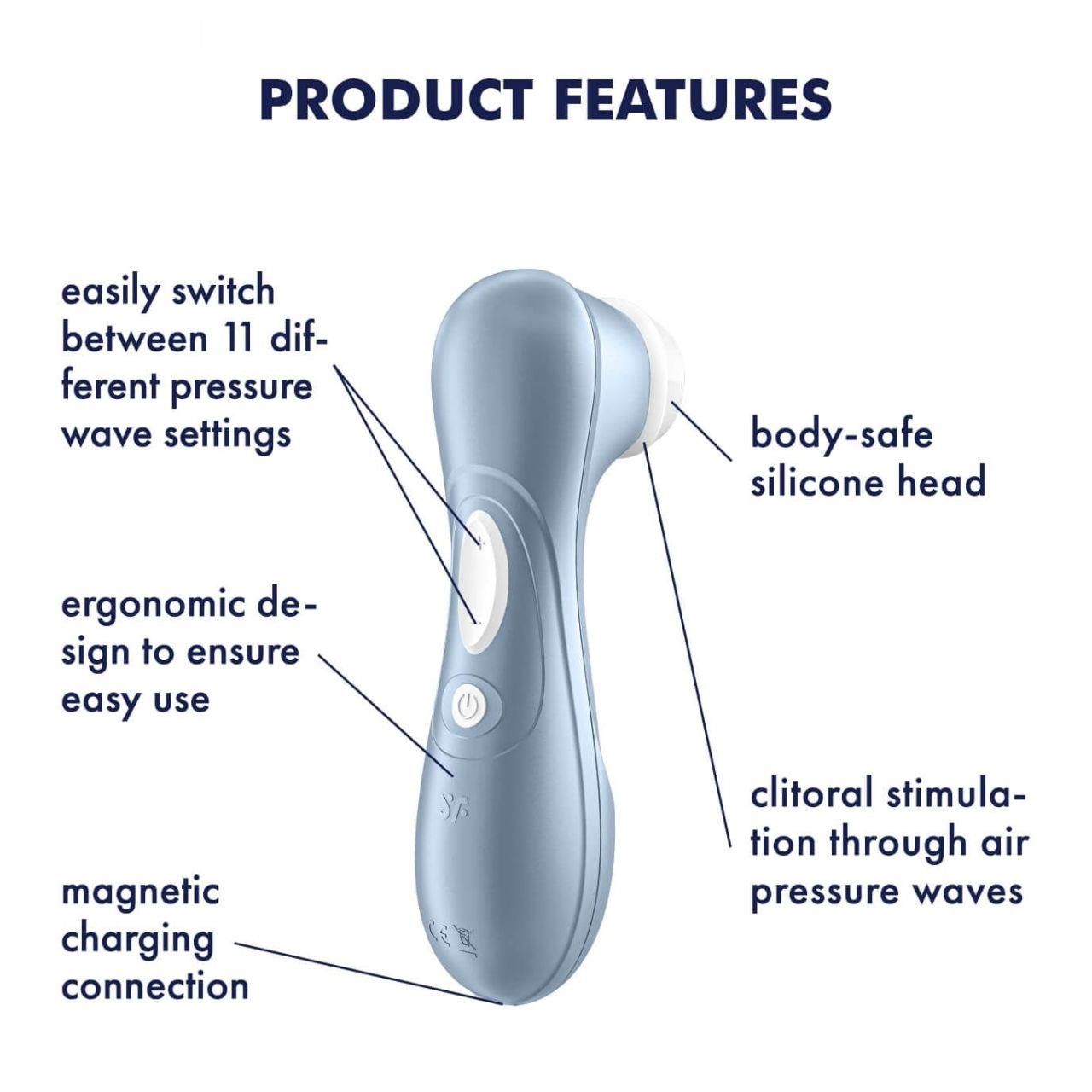 Вакуумный стимулятор клитора Satisfyer Pro 2, 16 см (голубой)