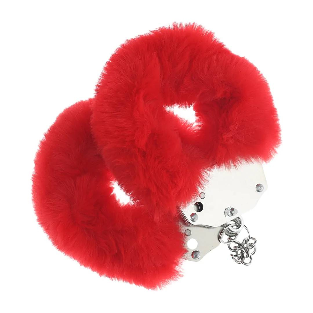 Kajdanki Ouch! Heavy-duty Fluffy Handcuffs (czerwony)