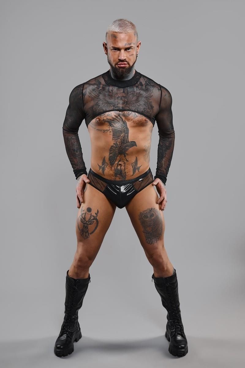 Top z długimi rękawami Regnes Fetish Planet, M (czarny)