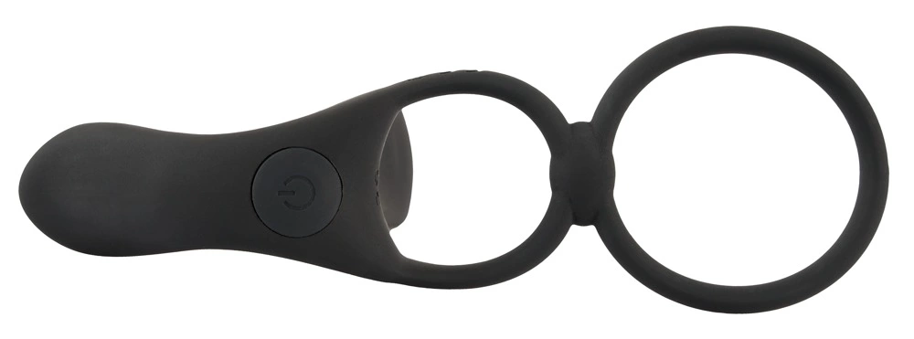 Black Velvets Couple, s Vibrator - Nakładka na penisa, Czarny, 14 cm