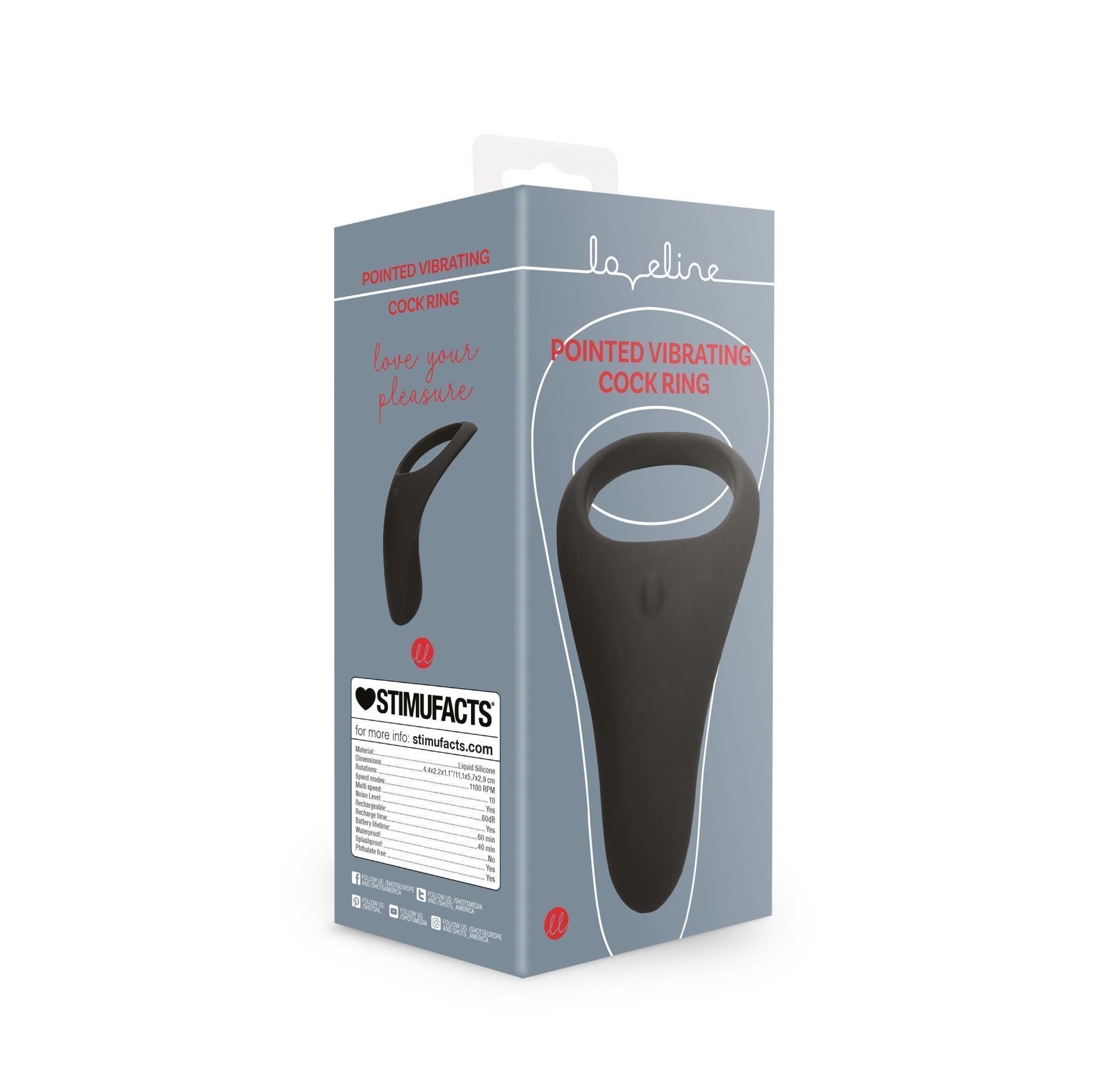 Віброкільце Loveline Pointed, 11 см (чорний)