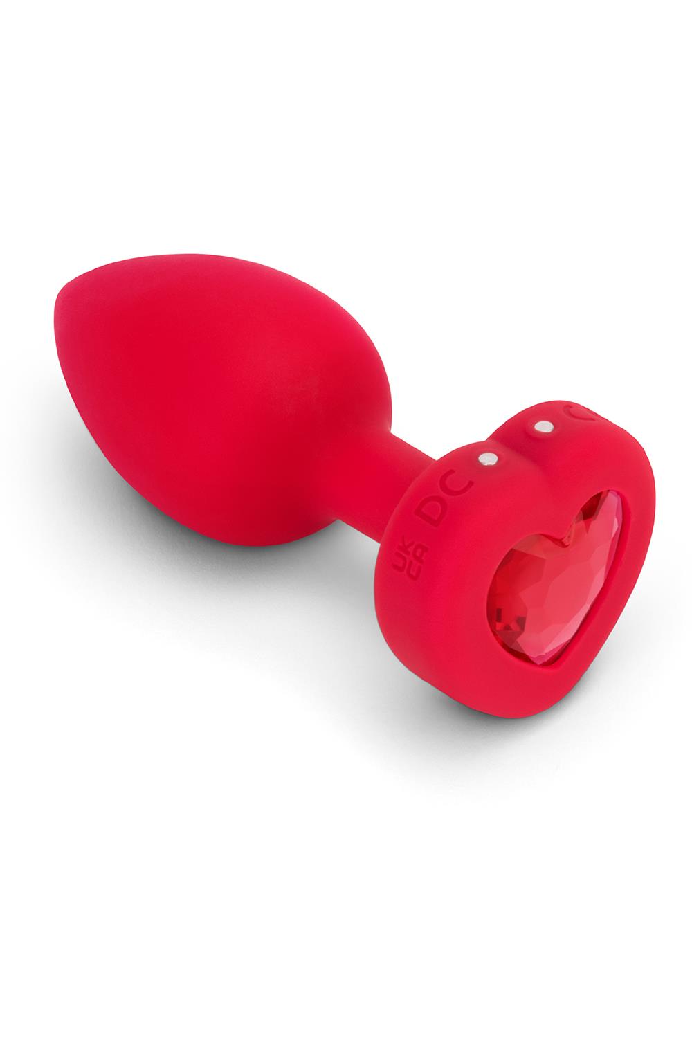 Korek analny B-Vibe Vibrating Heart M/L, 10,5 cm (czerwony)