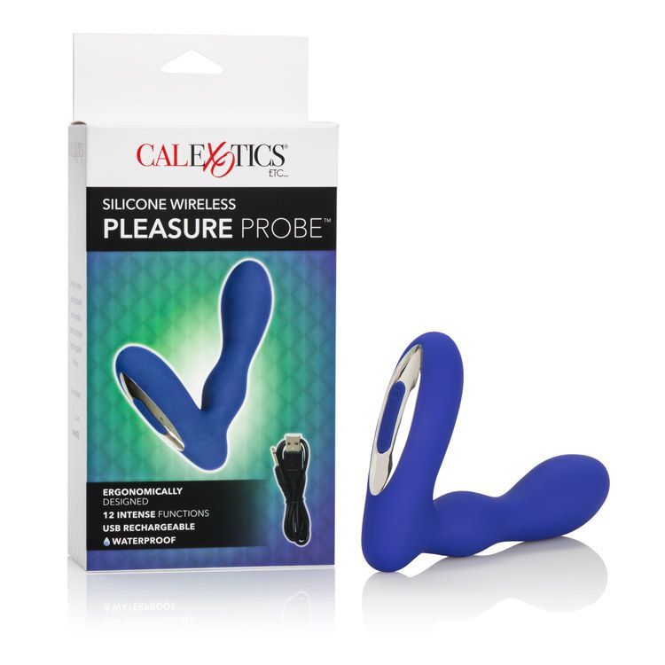 Вибростимулятор простаты Wireless Pleasure Probe, 10,5 см (синий)