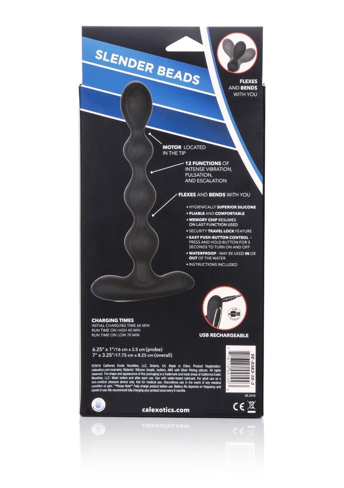 Анальные бусы с вибрацией CalExotics Eclipse Slender Beads, 17,8 см (черный)