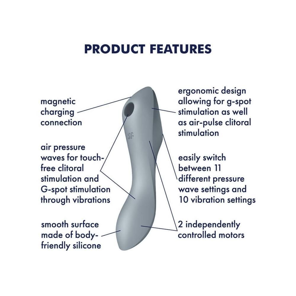 Вакуумный стимулятор клитора с вибрацией Satisfyer Curvy Trinity 3 (серый)