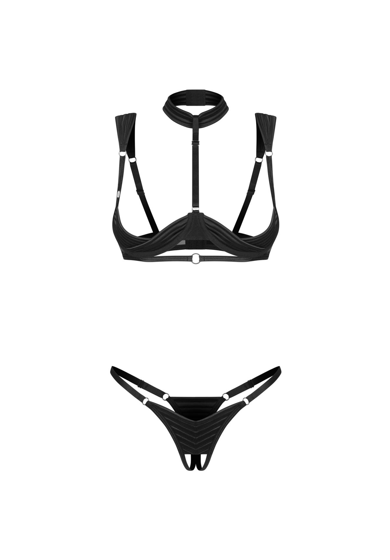 Комплект белья Obsessive Roccele otwarty, S/M (черный)