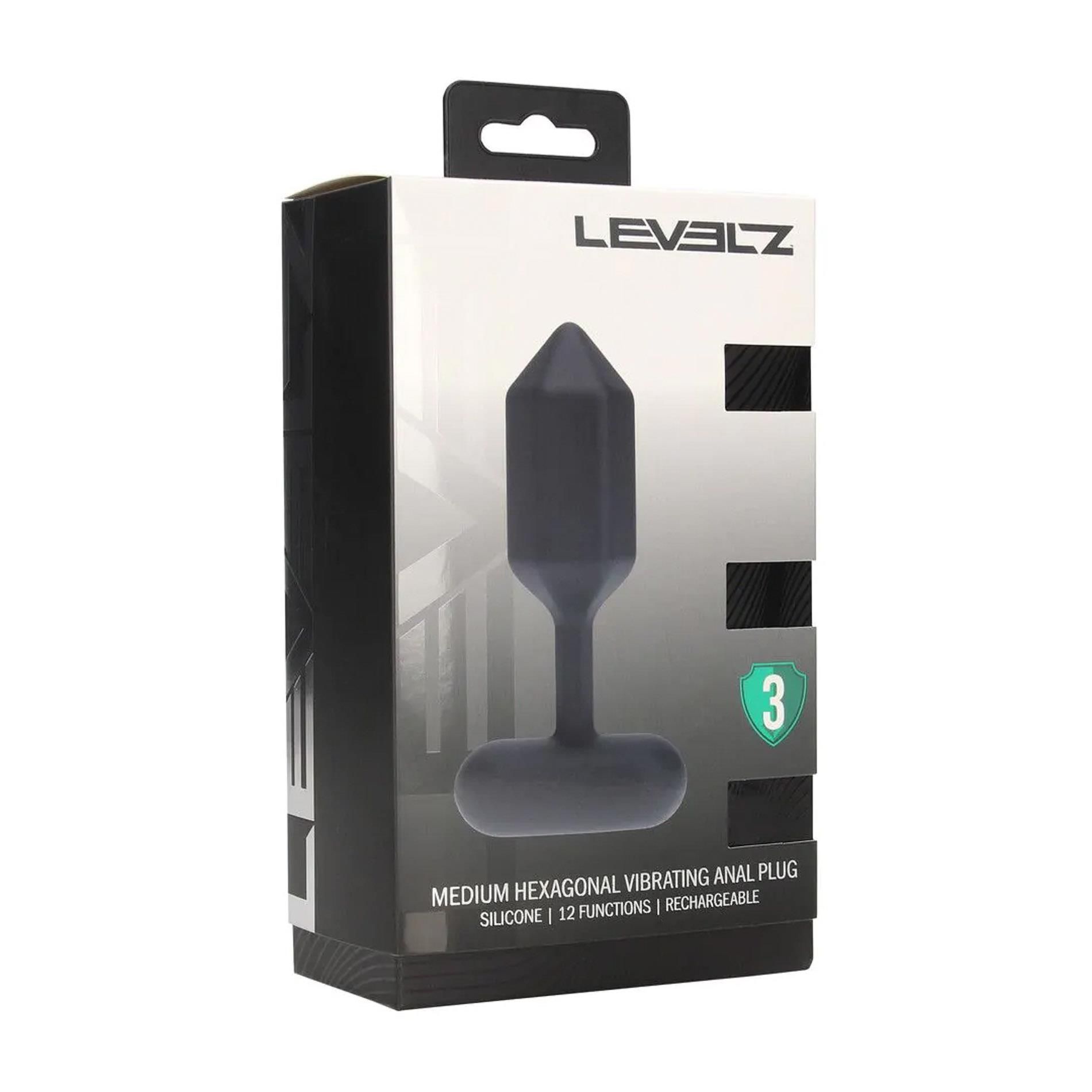 Korek analny Levelz Hexagonal Anal Plug M, 12.3 cm (czarny)