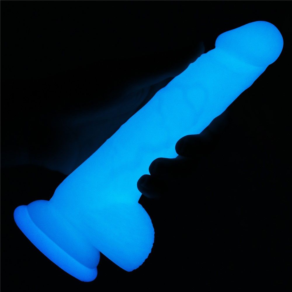 Неоновый фаллоимитатор LoveToy Lumino Play, 18 см (синий)