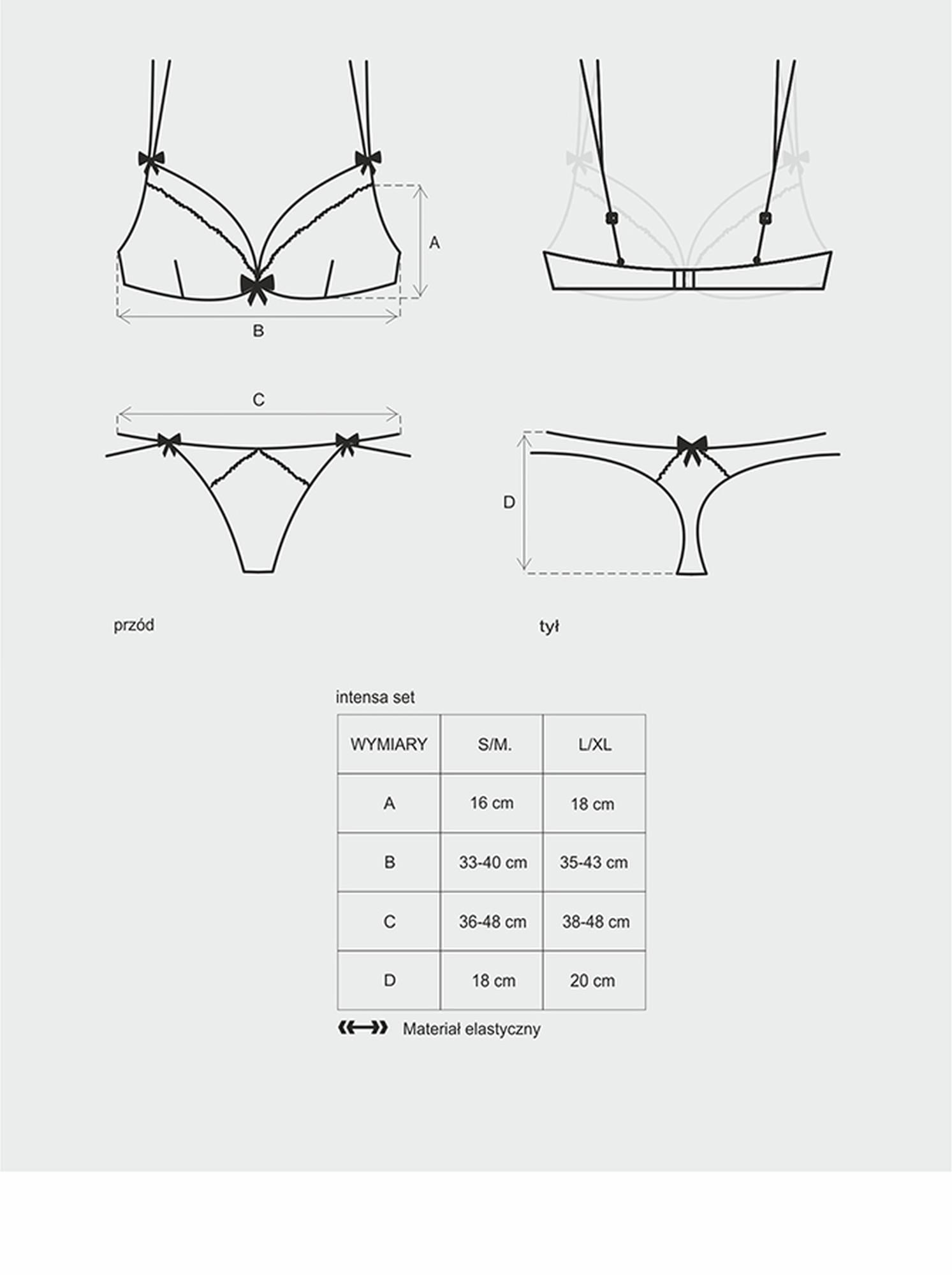 Комплект кружевного белья Obsessive Intensa, S/M (чёрный)