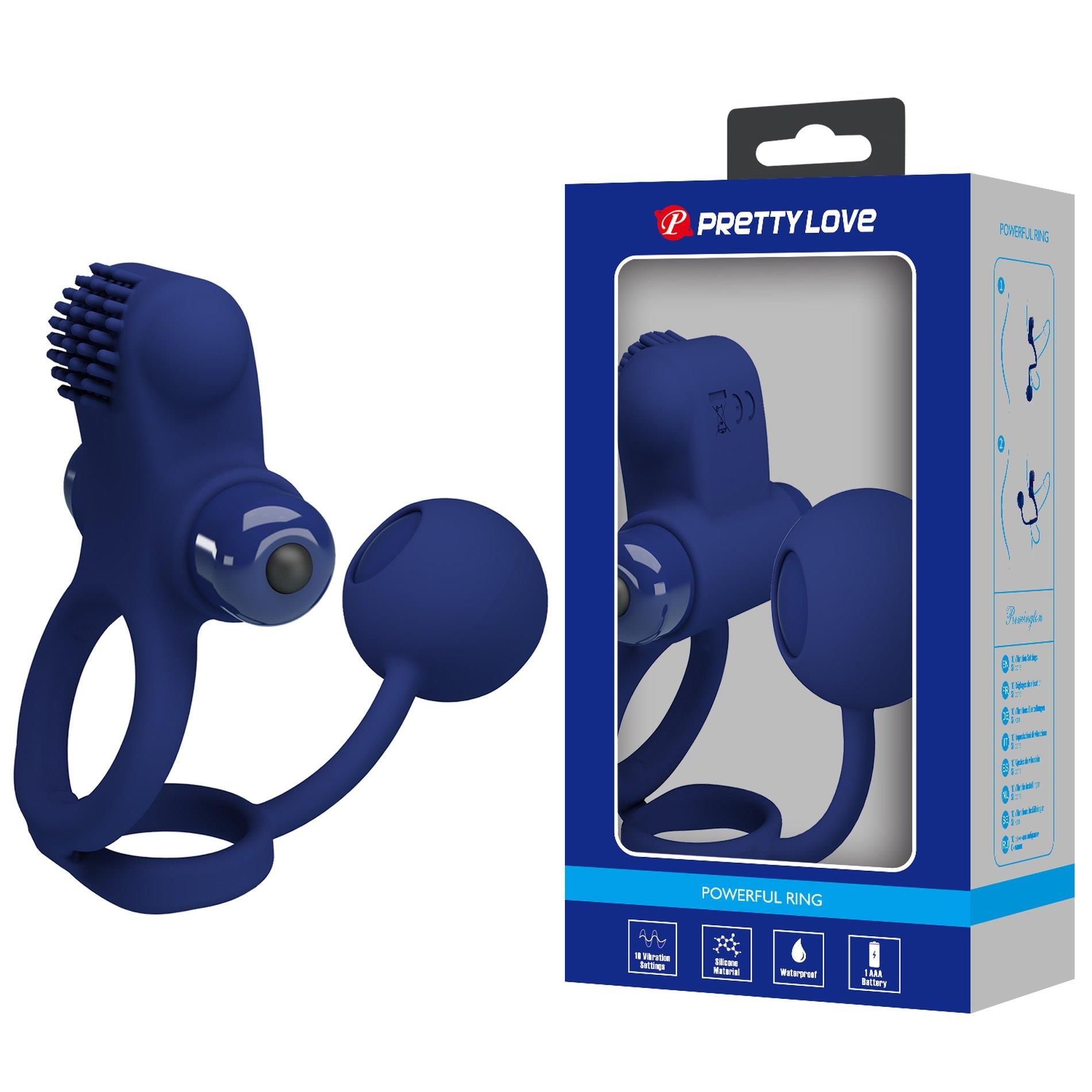 Виброкольцо Pretty Love Vibration Penis Sleeve IV, 20,3 см (синий)