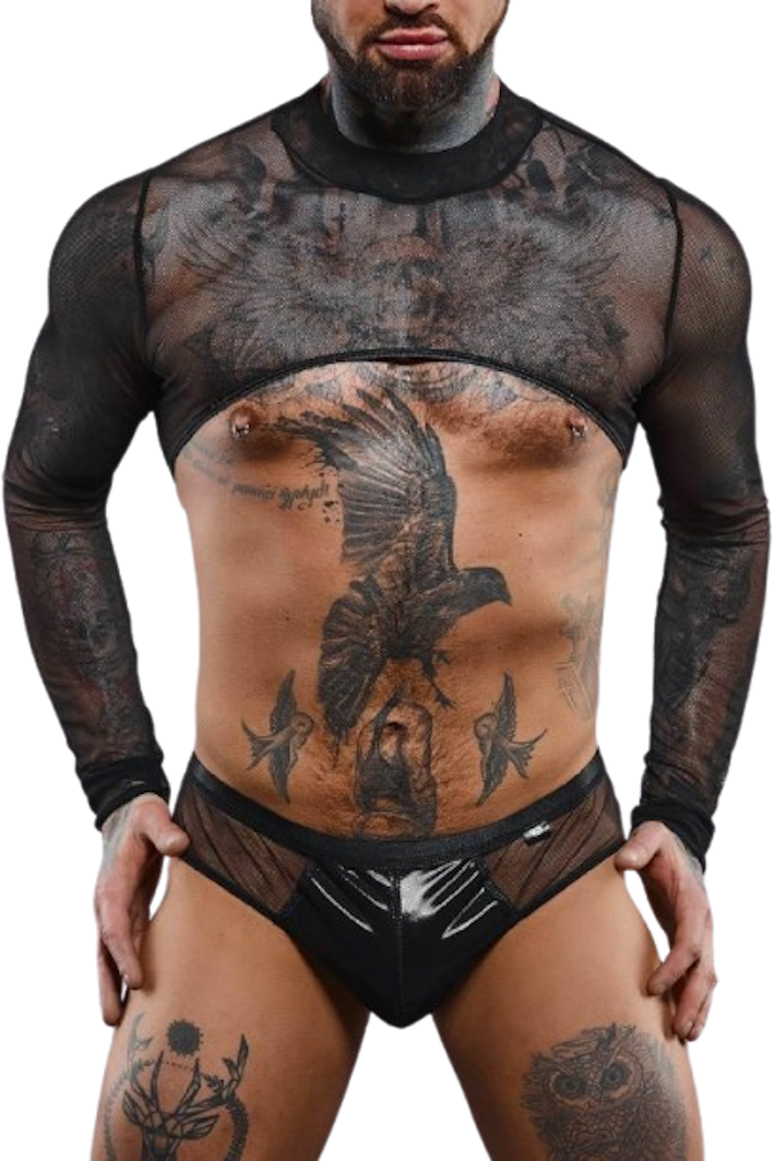 Top z długimi rękawami Regnes Fetish Planet, M (czarny)