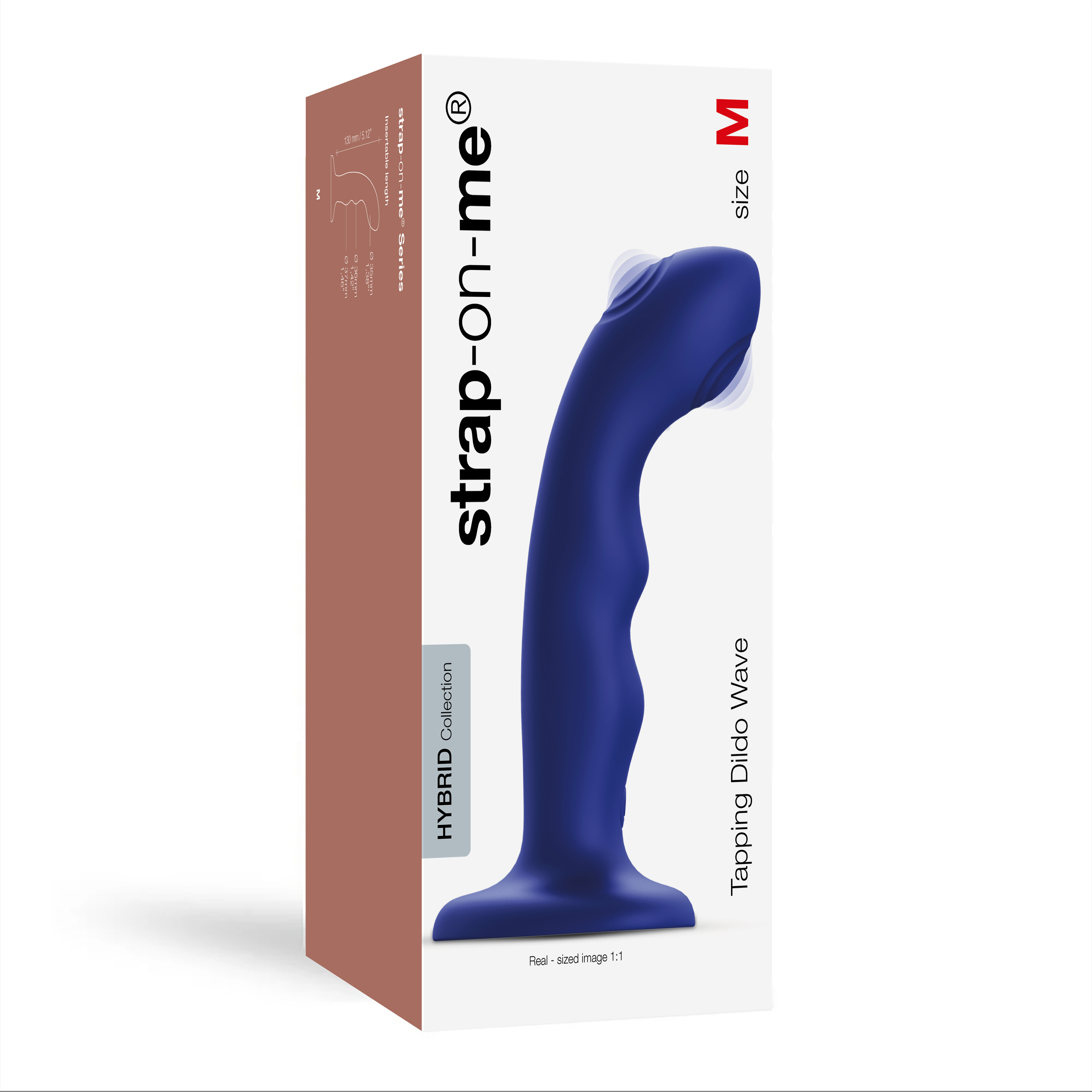 Вибратор Strap-On-Me Tapping Dildo Wave M, 15.7 см (синий)