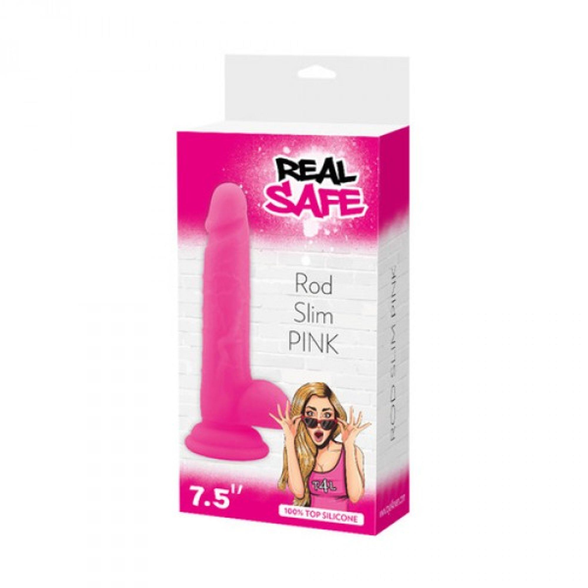 Фаллоимитатор Real Safe Rod Slim, 19 см (розовый)
