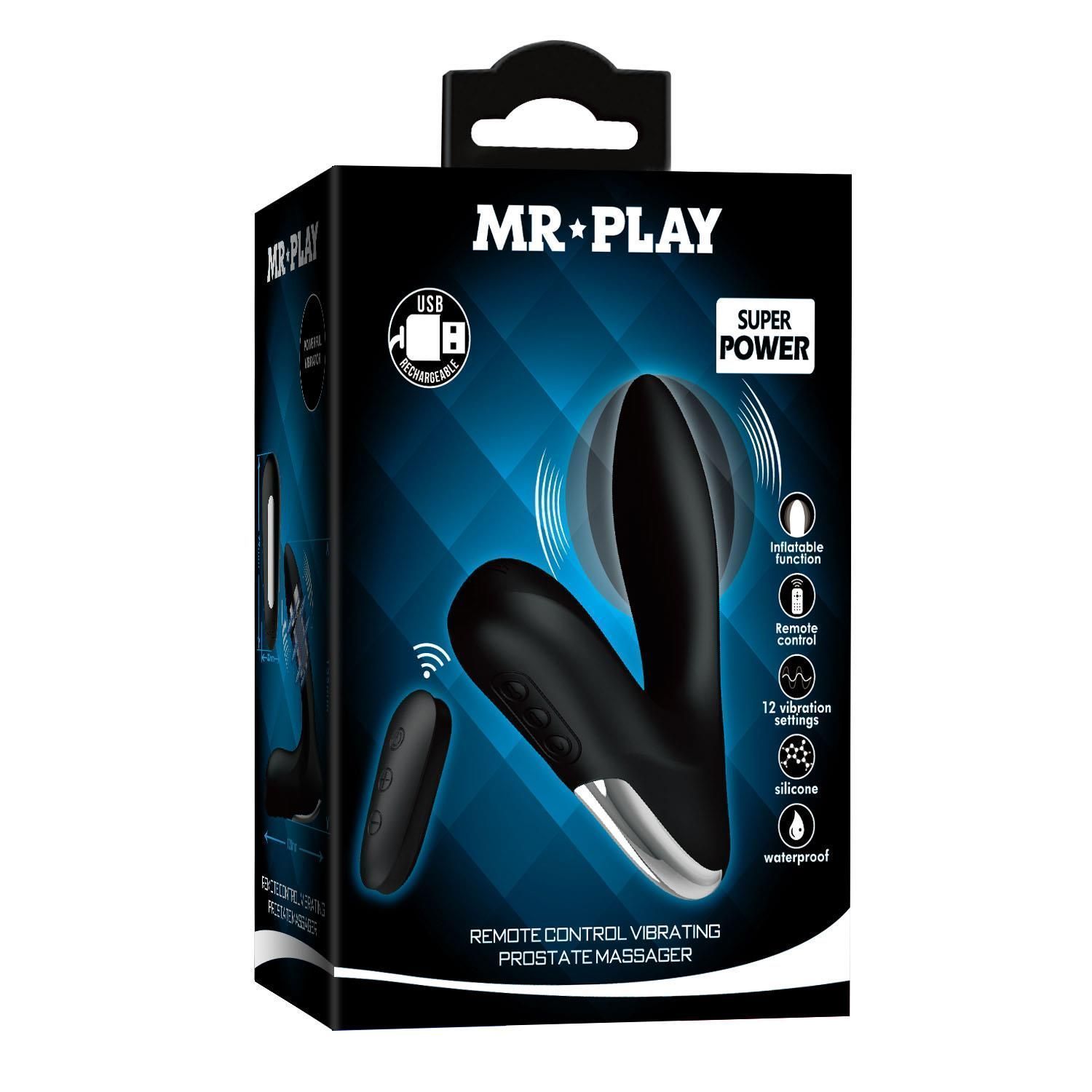 Стимулятор простаты Mr. Play Remote Control, 13.5 см (черный)