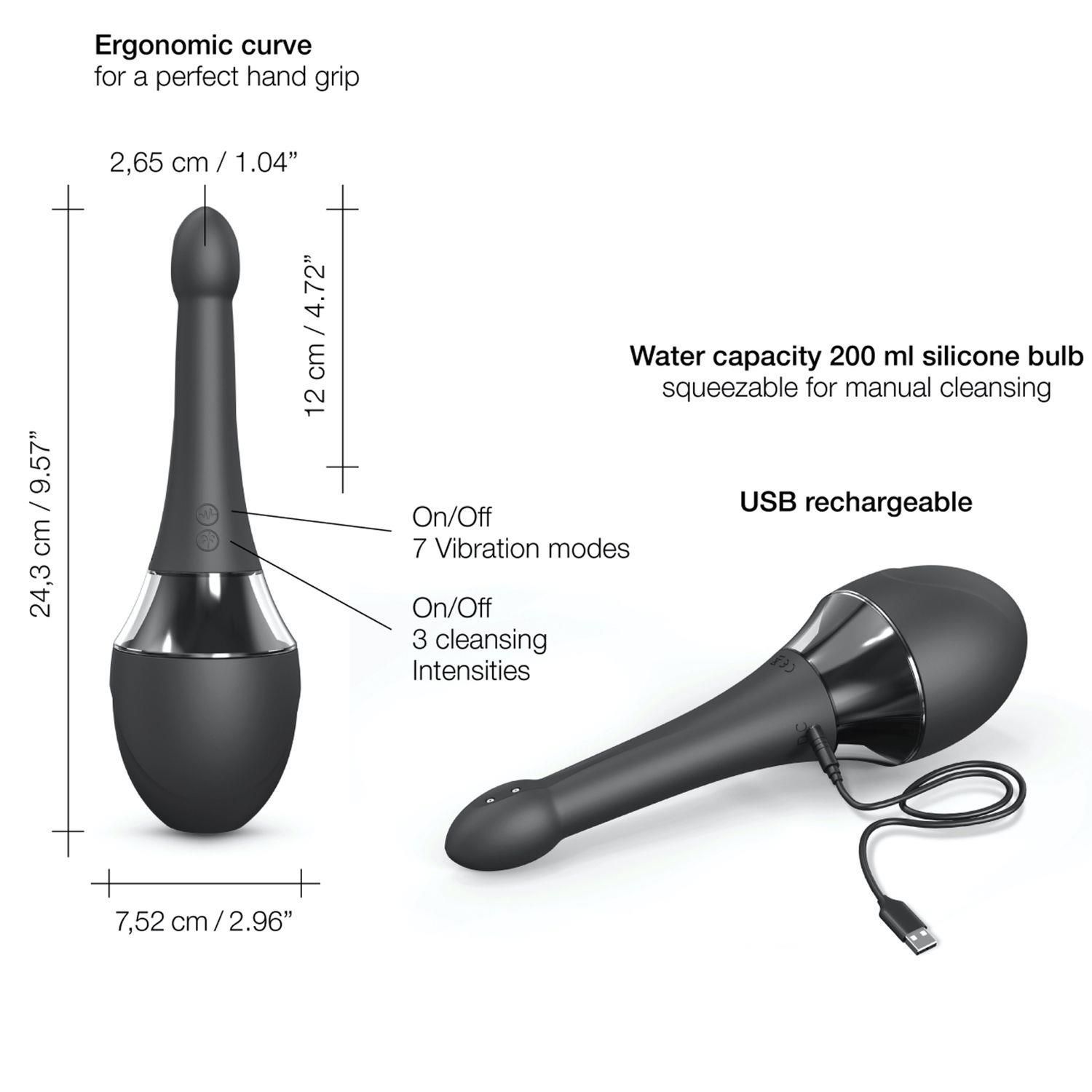 Автоматичний анальний душ з вібрацією Dorcel Douche Mate Pro, 200 мл (чорний)