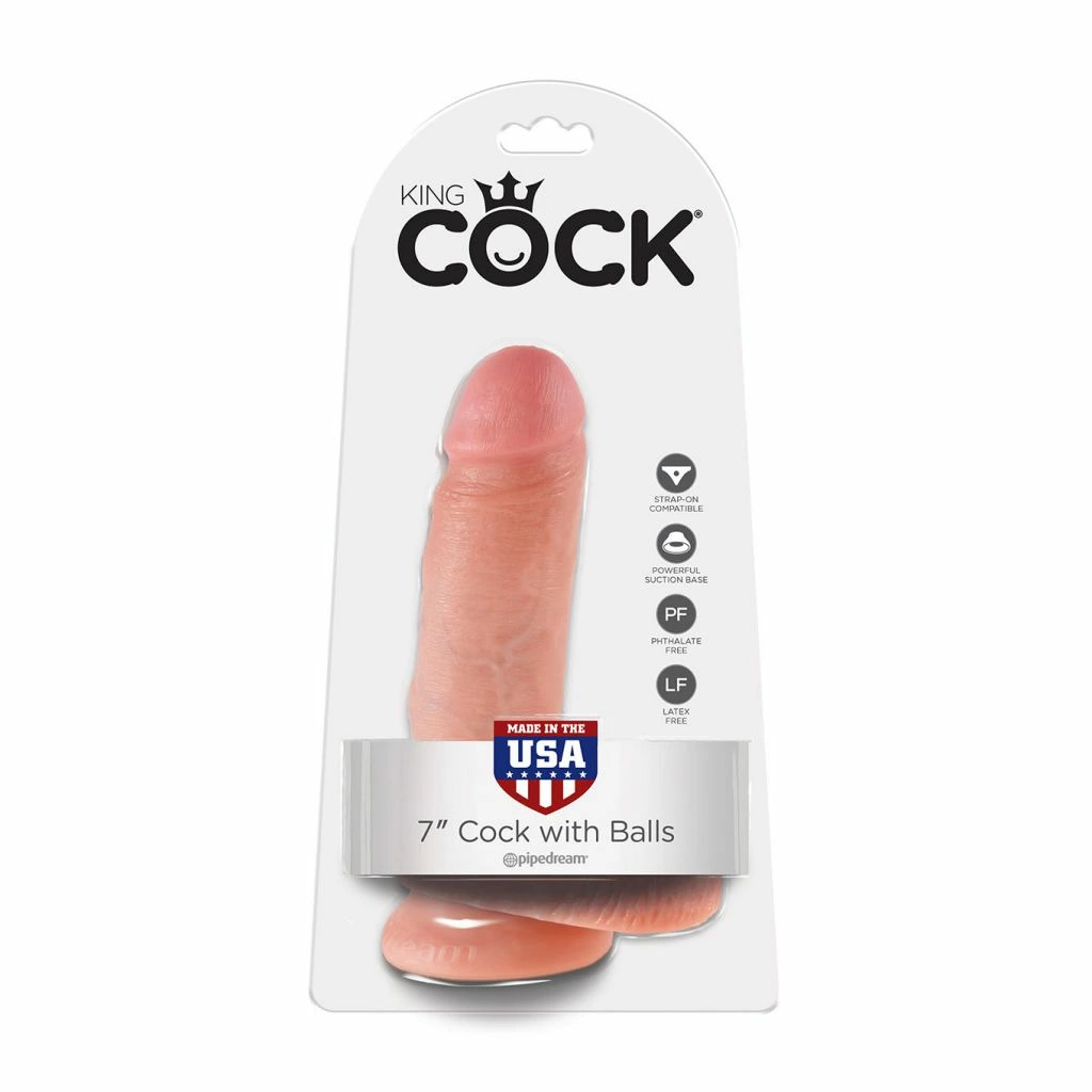 Фаллоимитатор King Cock 7 Inch With Balls, 19.4 см (телесный)