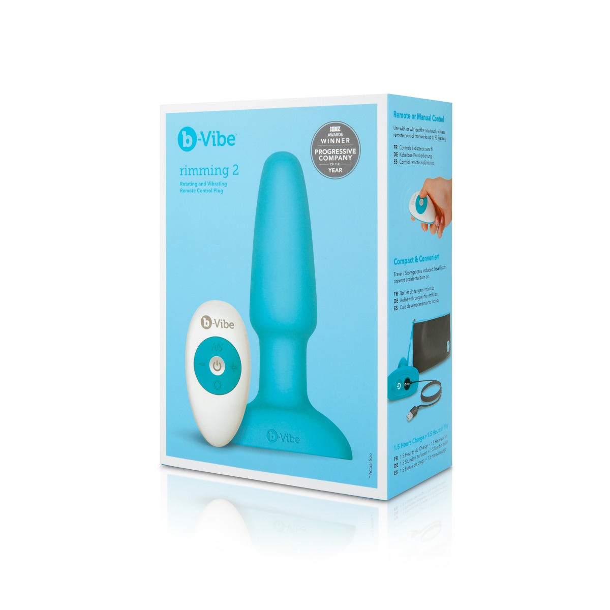 Korek analny B-Vibe Rimming Plug 2, 15 cm (turkusowy)