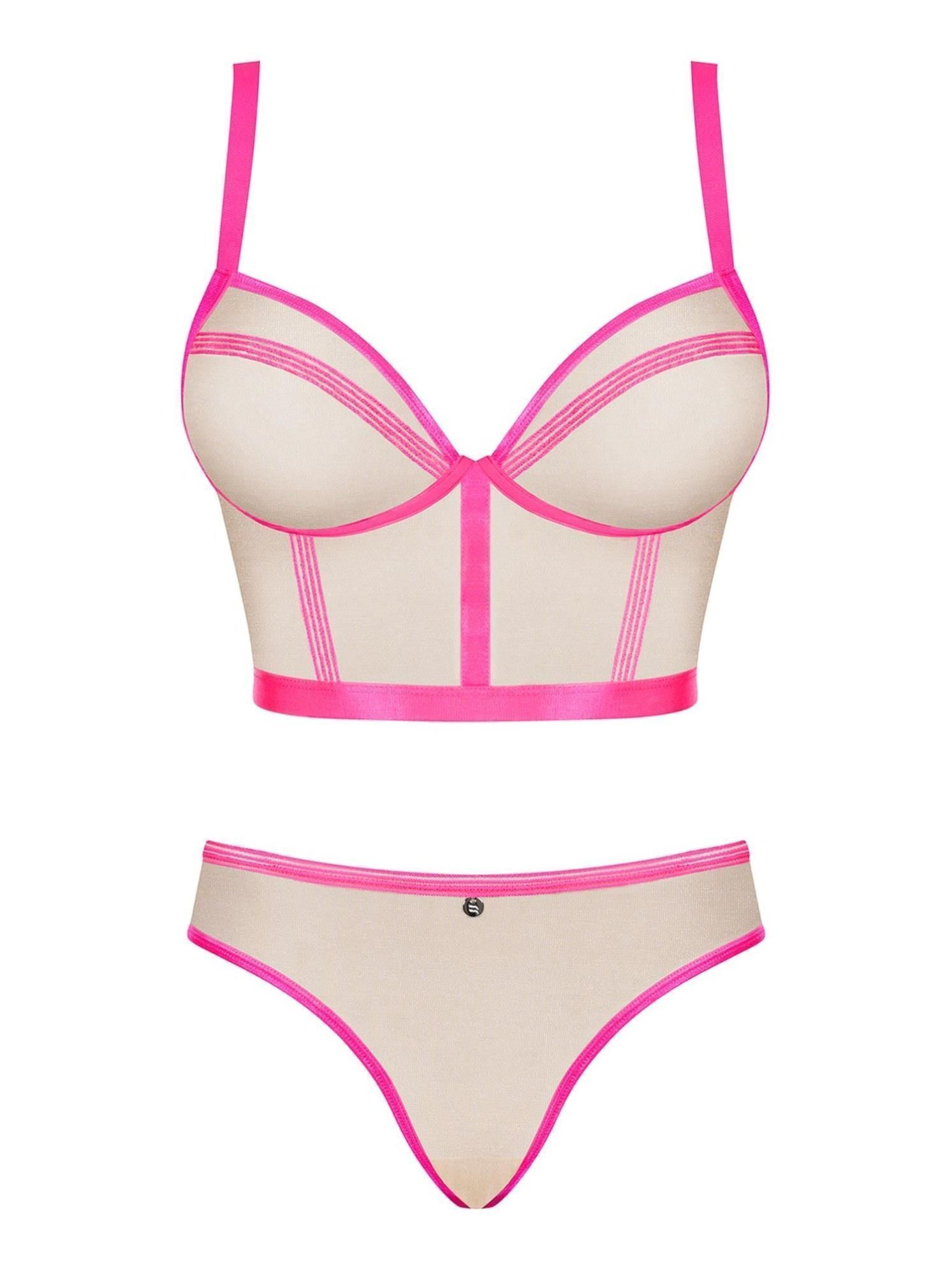 Komplet bielizny Obsessive Nudelia, S/M (różowy)