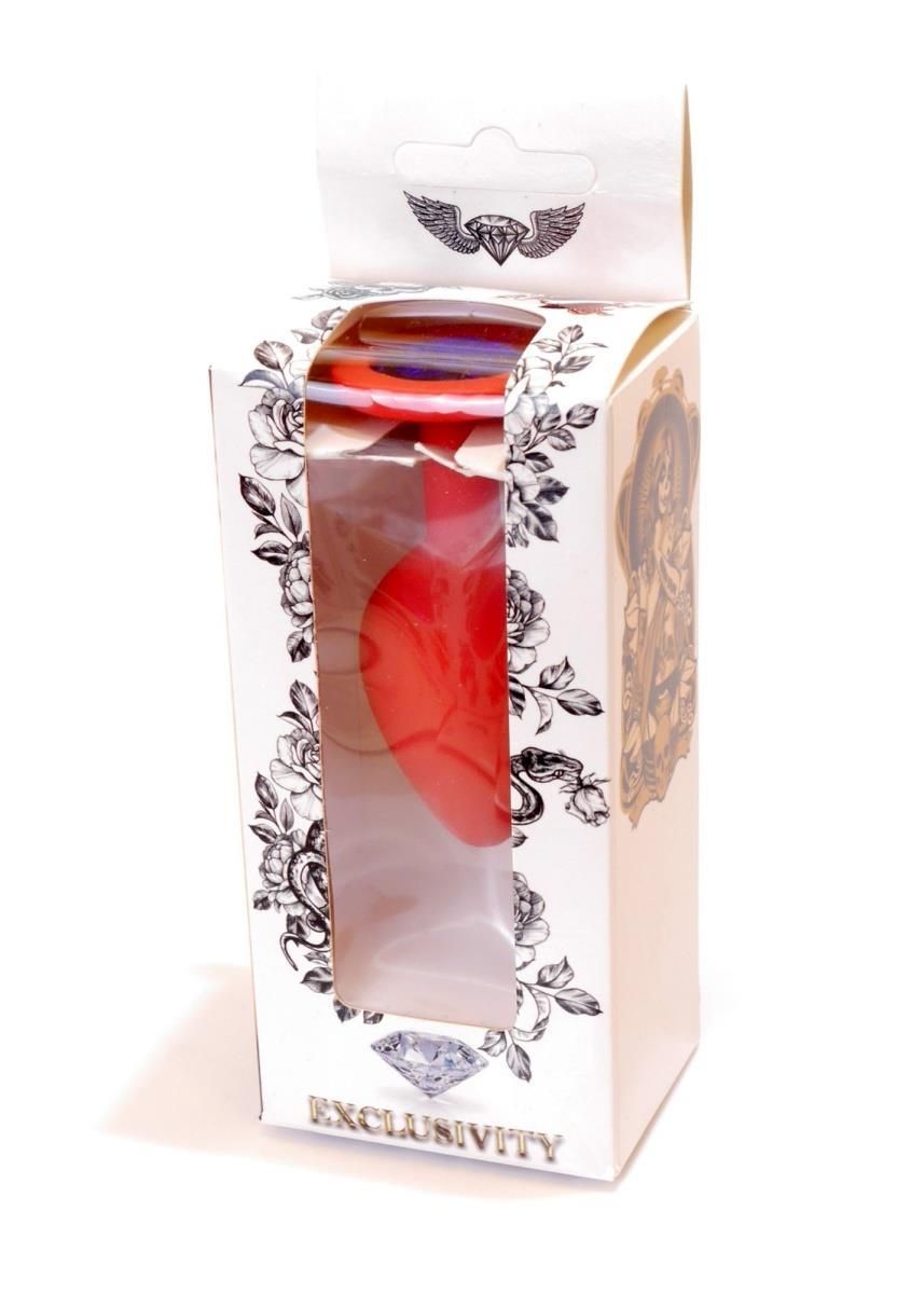 Silikonowy korek analny z kryształkiem Boss Silikon Jewellery, 8 cm (niebieski)