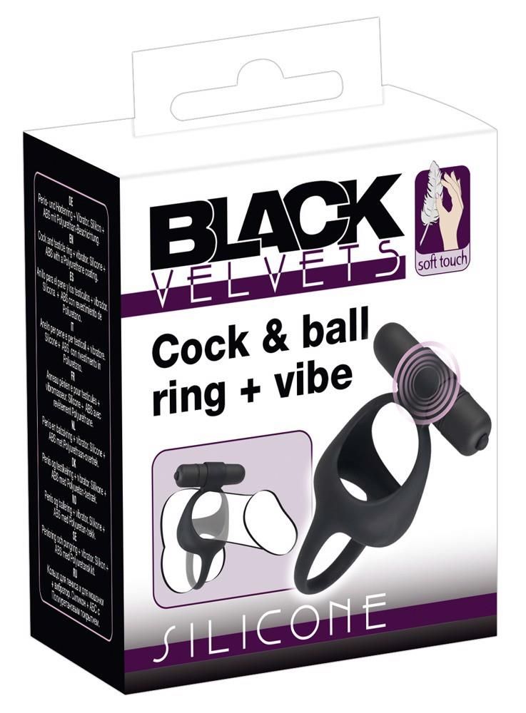 Виброкольцо Black Velvets Cock & Ball Ring, 7 см (черный)