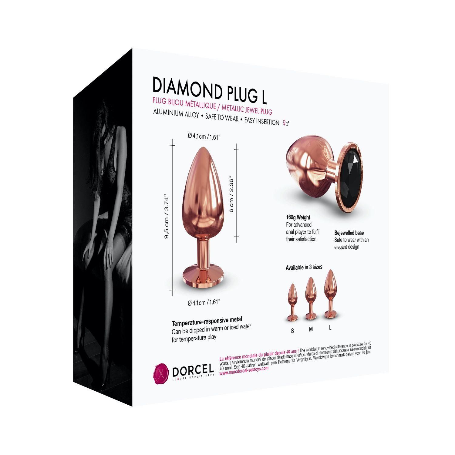 Korek analny z kryształkiem Dorcel Diamond Plug L, 9,5 cm (brązowy)