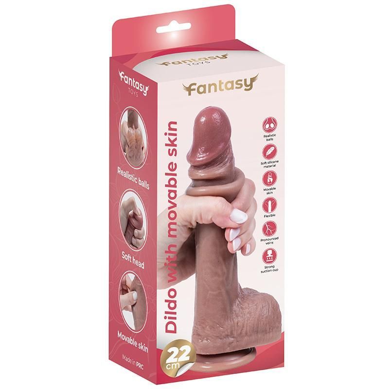 Фаллоимитатор Fantasy with Foreskin, 22 см (телесный)
