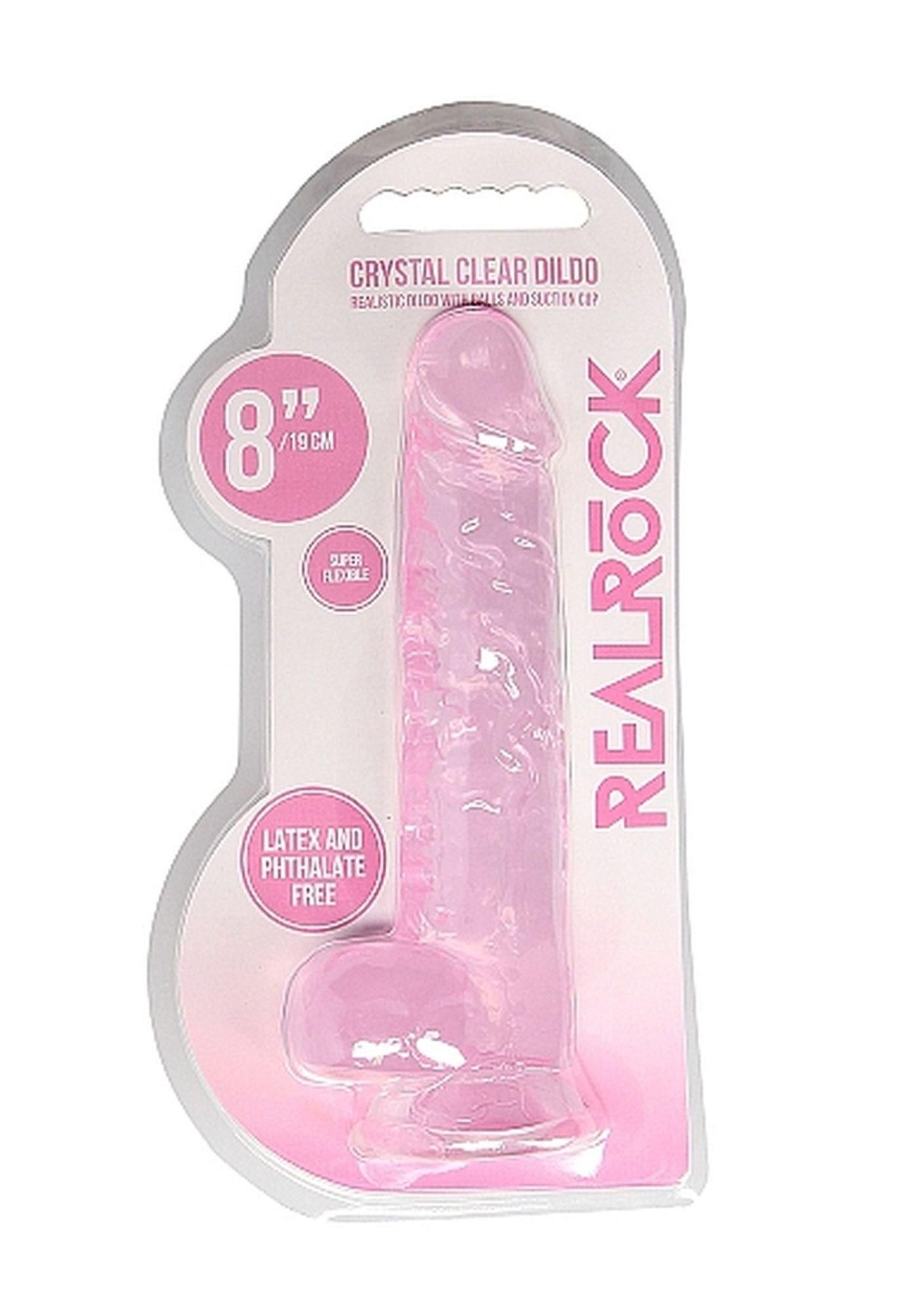 Фаллоимитатор RealRock Crystal Clear 8”, 21 см (розовый)