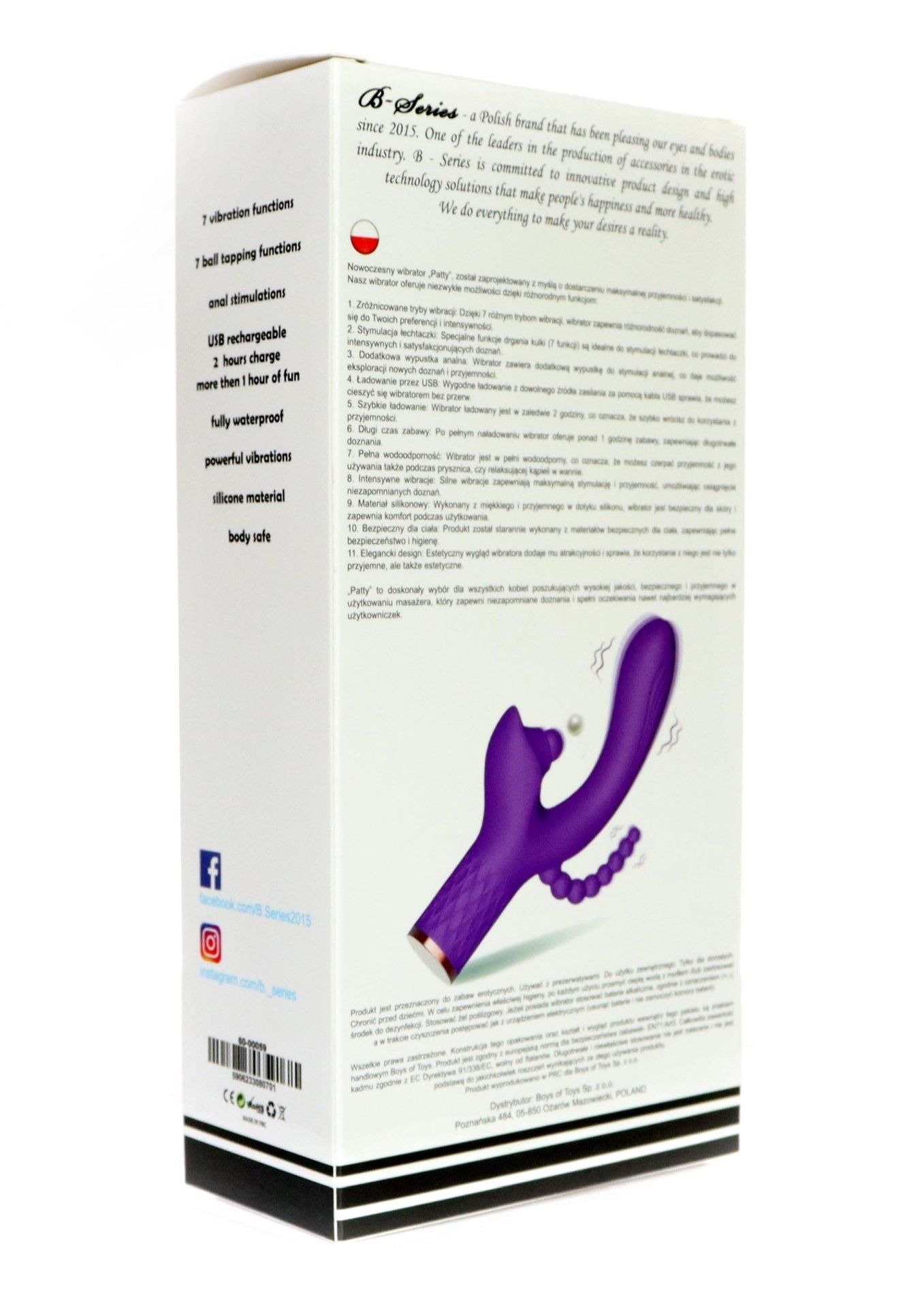 Вибратор B - Series Power Patty, 21.5 см (фиолетовый)