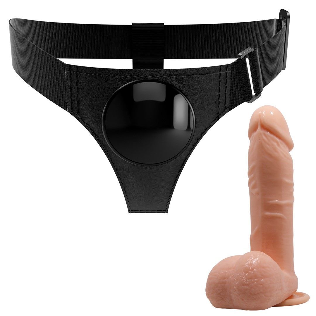 Strapon Pretty Love Harness Briefs Tom, 20 cm (w kolorze cielistym)