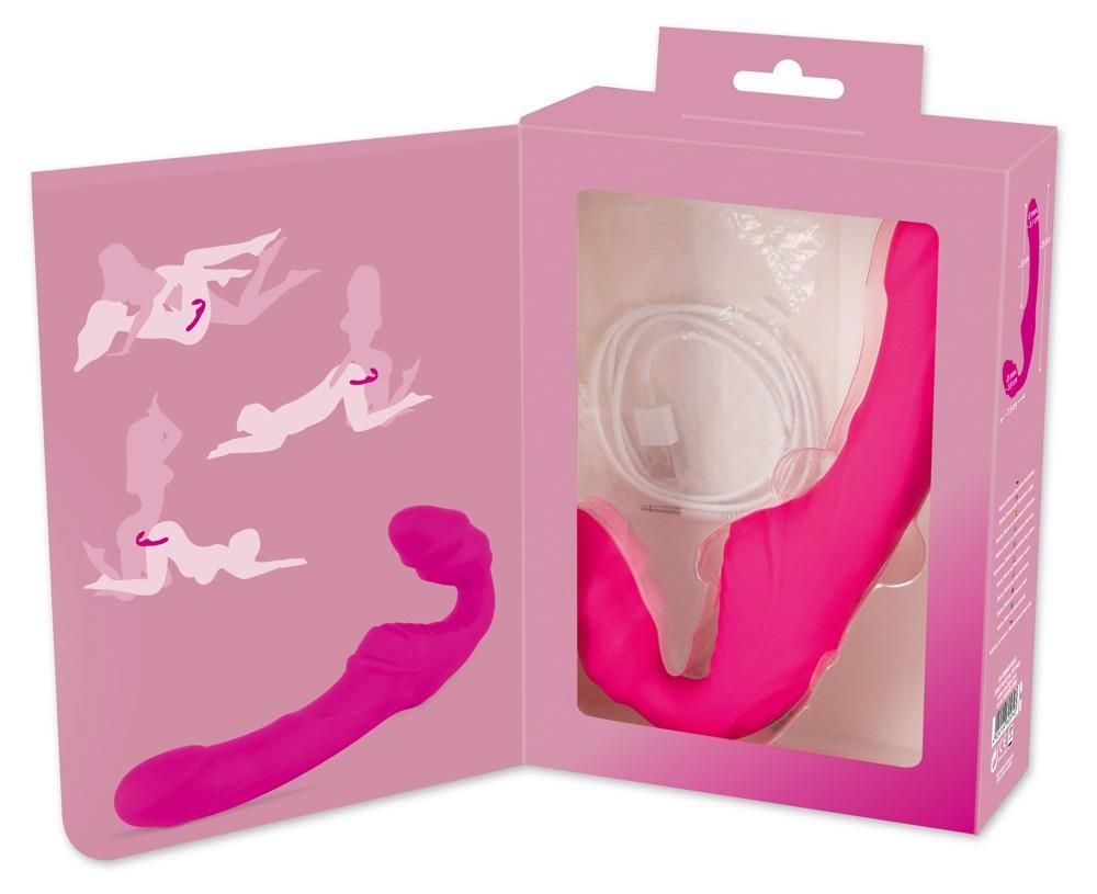 Страпон с вибрацией Vibrating Strapless Strap-On, 21,8 см (розовый)