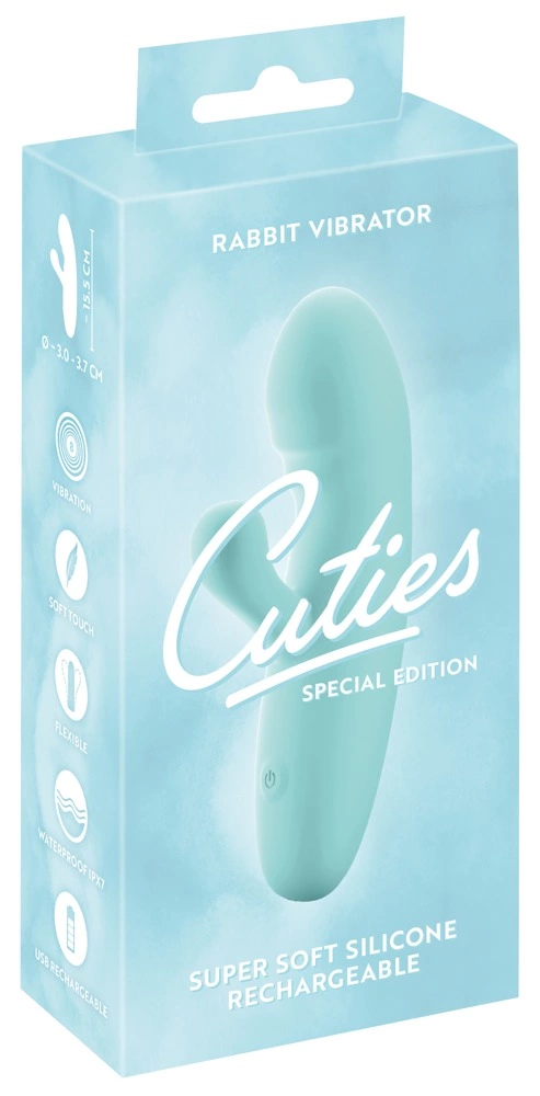 Вибратор-кролик Cuties Mini Rabbit Softies, 15.5 см (бирюзовый)
