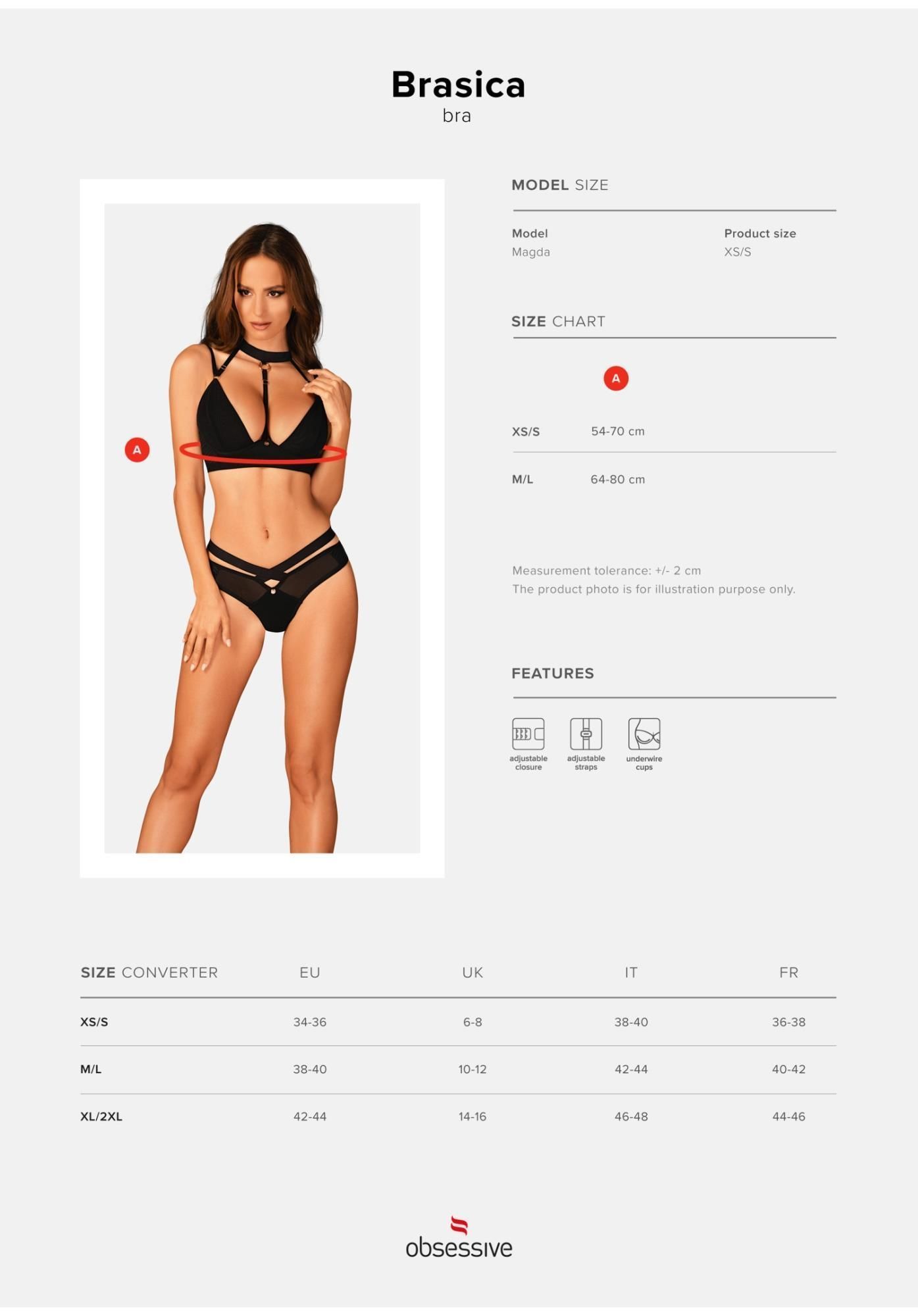 Biustonosz Obsessive Brasica, XS/S (czarny)