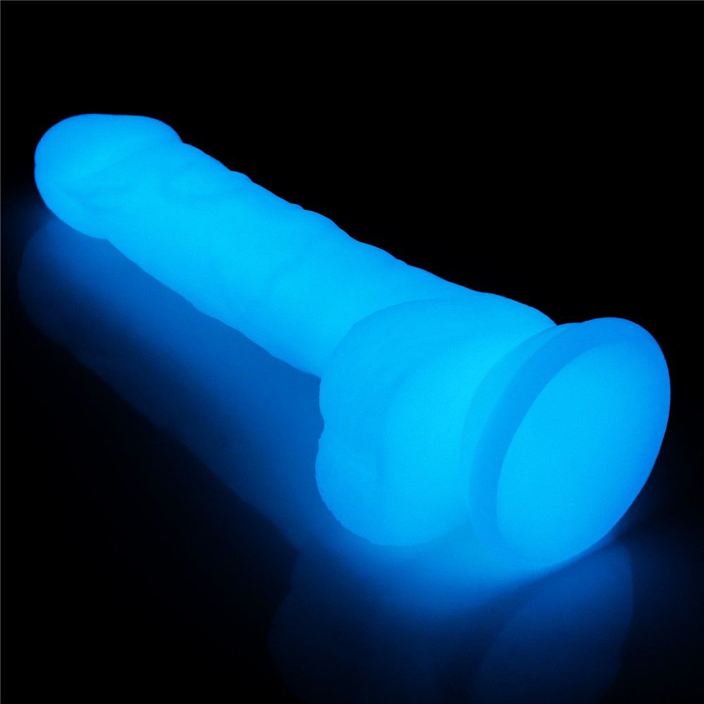 Неоновый фаллоимитатор LoveToy Lumino Play, 18 см (синий)