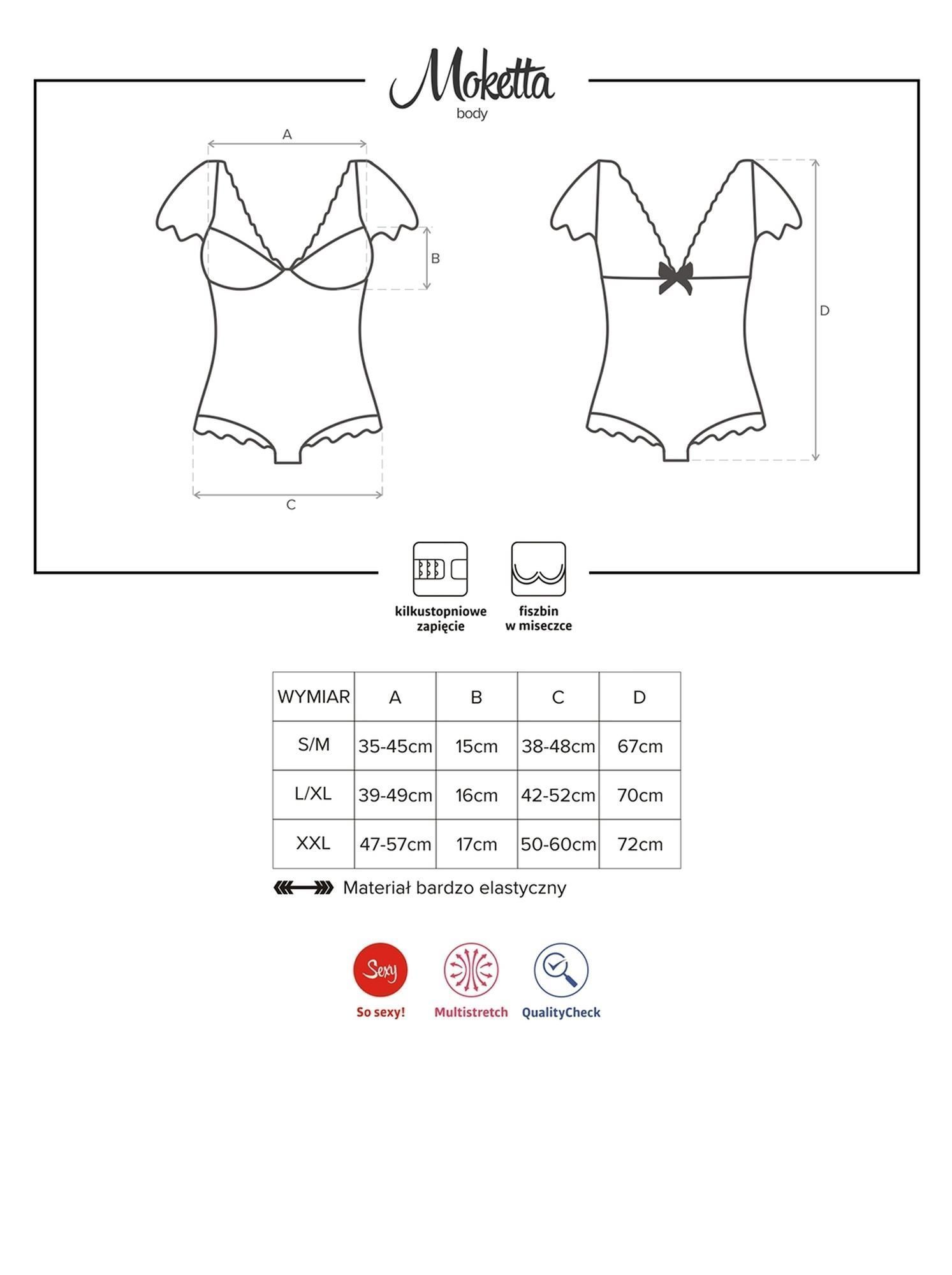 Эротический боди Obsessive Moketta Teddy, S/M (черный)