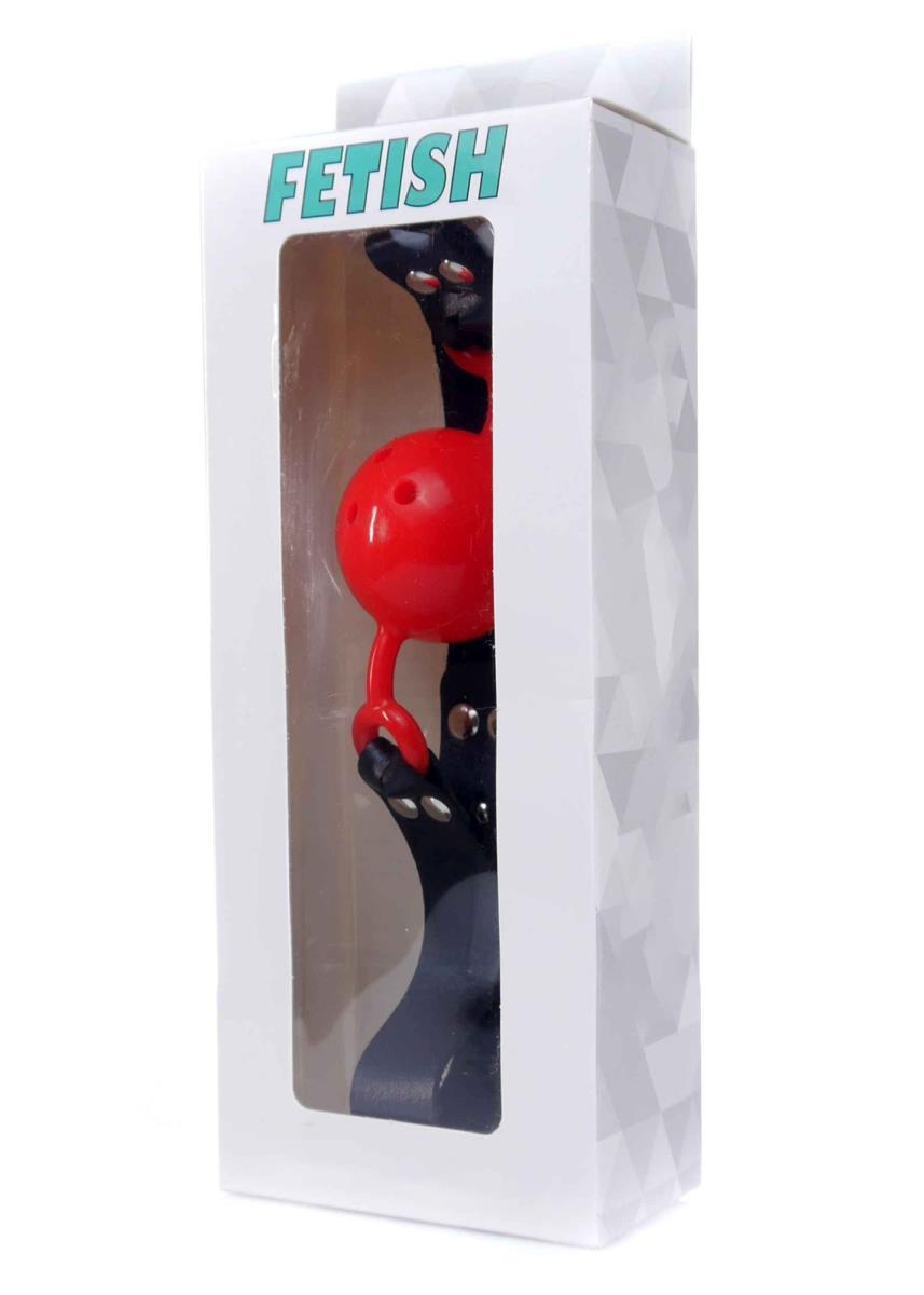 Кляп Fetish B - Series Ball Gag, 4.2 см (черный с красным)