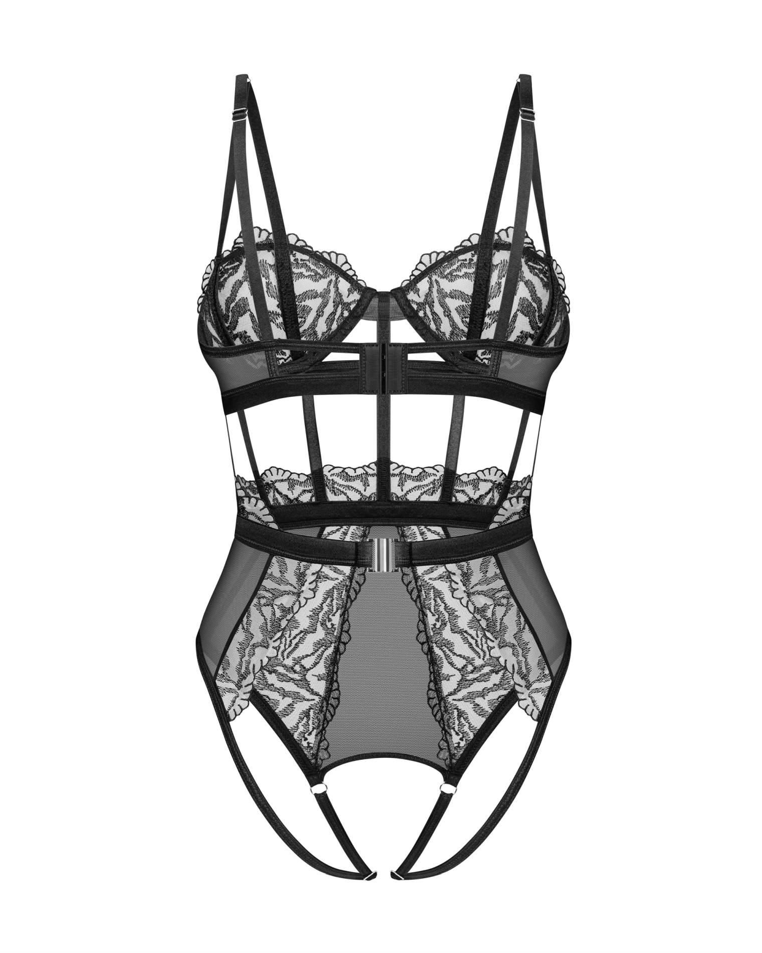 Боди Obsessive Hersis otwarte, L/XL (черный)