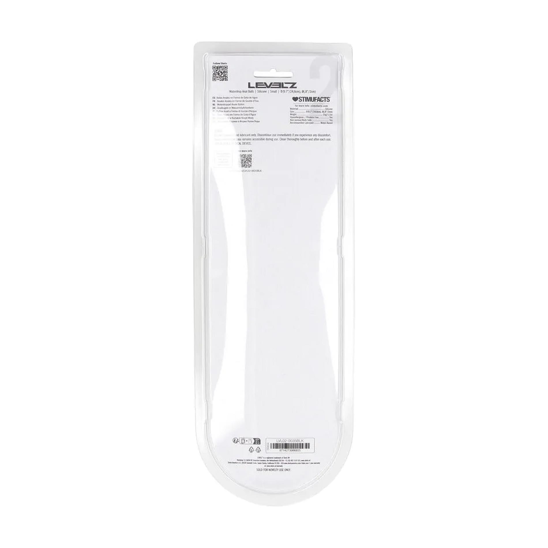 Анальные шарики Levelz by Shots Waterdrop Silicone Anal Balls S, 24.6 см (черный)